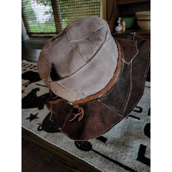 Vintage*1970s Suede Patchwork Hat*Boho Women's Hat*Braided Band - Picture 5 of 10